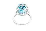 Topaz & Diamond Halo Cocktail Ring 14k 585 White Gold Size 7