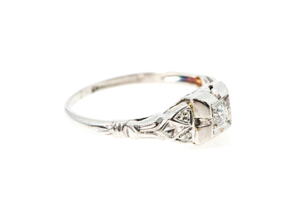 Antique Diamond Old Euro Platinum Cocktail Engagement Ring Size 5