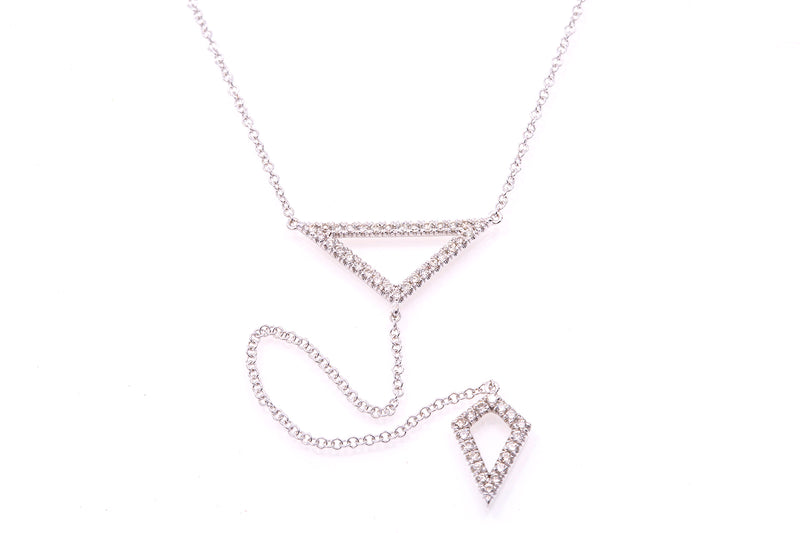 Gabriel & Co Y Knot Drop Geometric Diamond Necklace Chain 14k 585 White Gold 15"