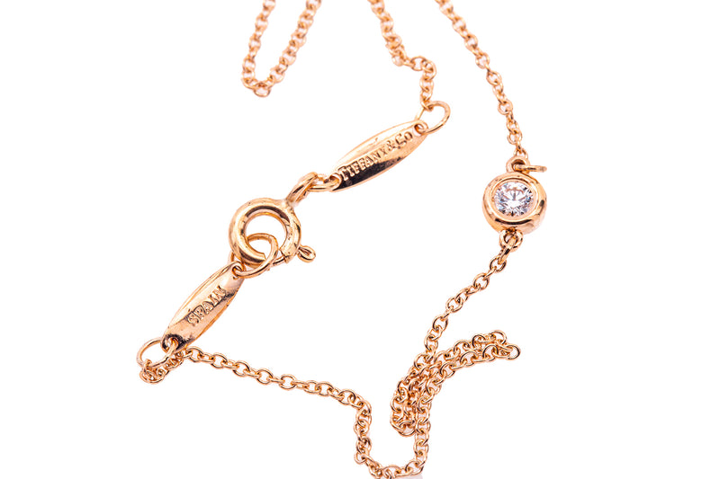 Tiffany & Co Diamonds by the Yard 18k 750 Rose Gold Station Bracelet 7"