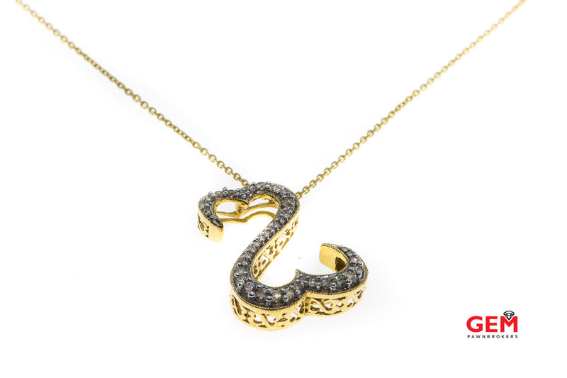JWBR Jane Seymour Kay Jewelers 1mm Chain Link Open Hearts Milgrain Accent Diamond Charm 14K 585 Yellow Gold Necklace Pendant