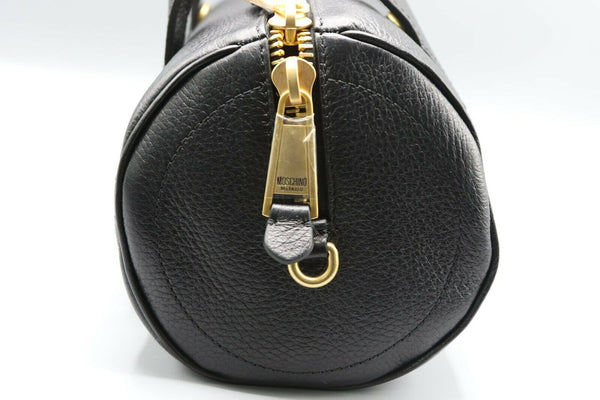 Moschino: Black Leather Satchel - Gold Hardware