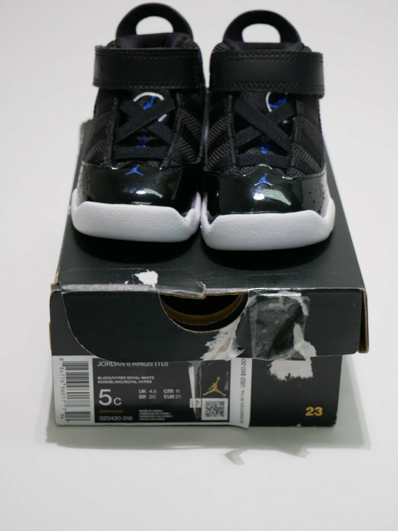 Jordan 6 Rings 323420016 Black/Hyper Royal White US Size 5c Toddler Eur Size 21