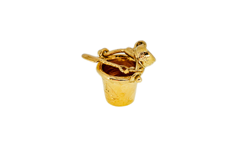 QVC Dazzlers DZ Beach Pail & Shovel Charm 14K 585 Yellow Gold Bucket Pendant