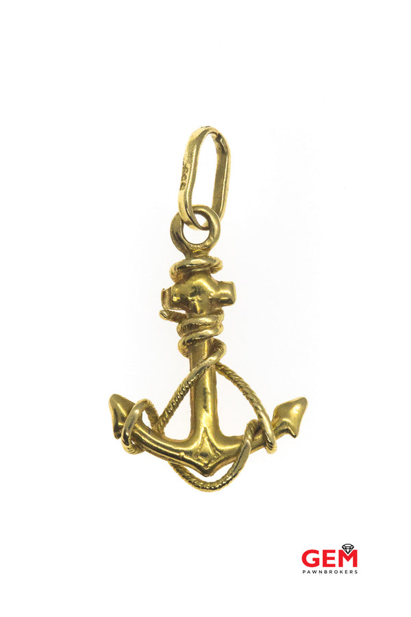 Religious Anchor Nautical Sailing Christian Charm Pendant 14Kt Yellow Gold 585