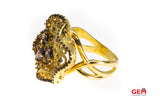 REGOLD Cubic Zirconia Filigree Cocktail 18K 750 Yellow Gold Ring Size 8 1/2
