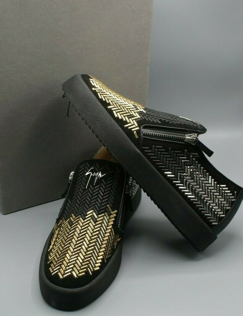 Giuseppe Zanotti Black Stud Embellished Suede May London Slip On Sneakers 46/12
