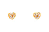 Cubic Zirconia CZ Heart Shaped Stud Earrings 14k 585 Yellow Gold