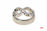 Joseph Esposito Diamond Pave Open Hearts Band 18K 750 White Gold Ring Size 7 3/4
