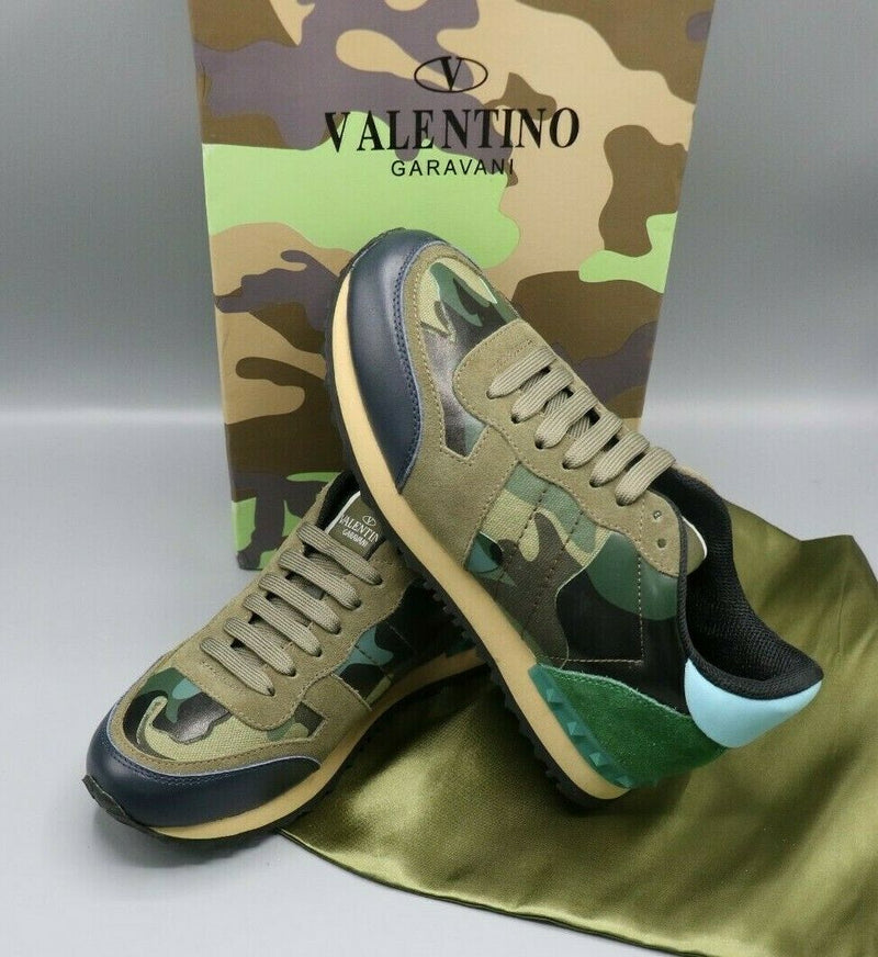 Valentino Garavani Rockrunner Camo Sneakers Blue/Green Size 39/6