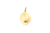Vintage Straw Bucket Hat 18k 750 Yellow Gold Ribbon Charm Pendant