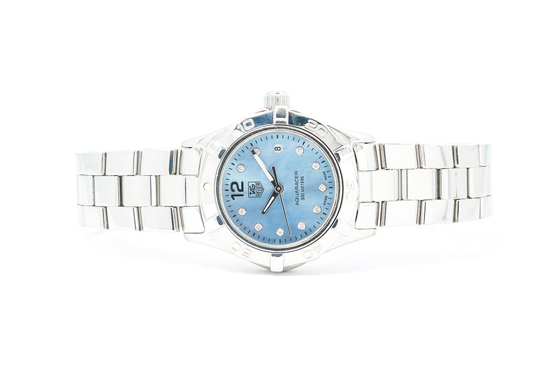 Tag Heuer Aquaracer WAF1419 Diamond Blue Mother of Pearl 27mm Watch
