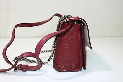 Jimmy Choo Leather Rebel Maroon Leather Convertible Crossbody Handbag