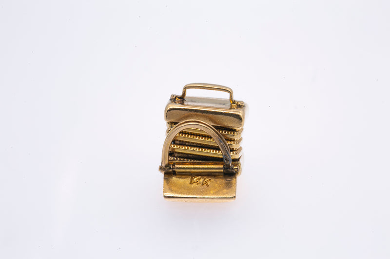 Accordion Charm Moving Musical 14K 585 Yellow Gold instrument Pendant