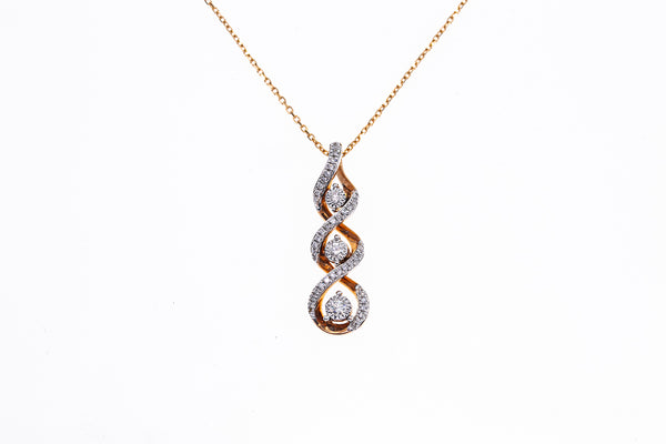 ZEI Diamond Swirl Pendant 10K & 14K Rose Gold Anchor Chain 16.5" Necklace