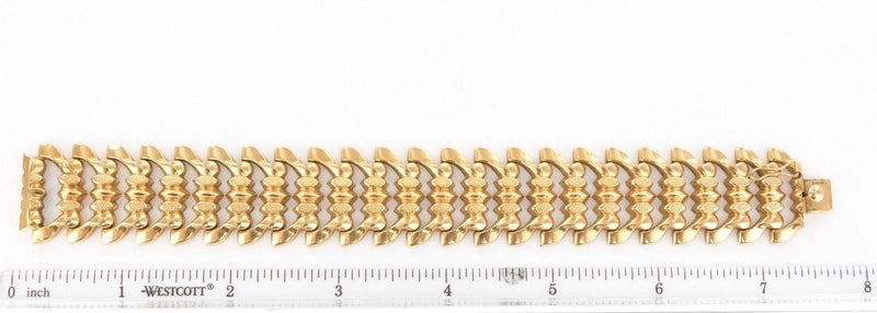 Mid Century Modern 18k 750 Yellow Gold Link Italian 3 VI FOB Bracelet