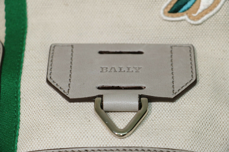 Bally Embroidered Patch Canvas Backpack Beige/Grey/Multi