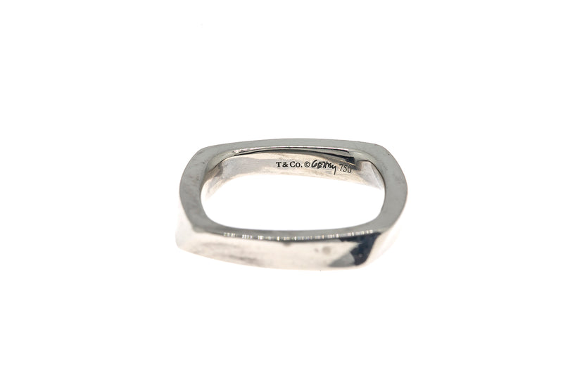 Tiffany & Co Frank Gehry Torque 3mm Band 18K 750 White Gold Ring Size 4 1/2