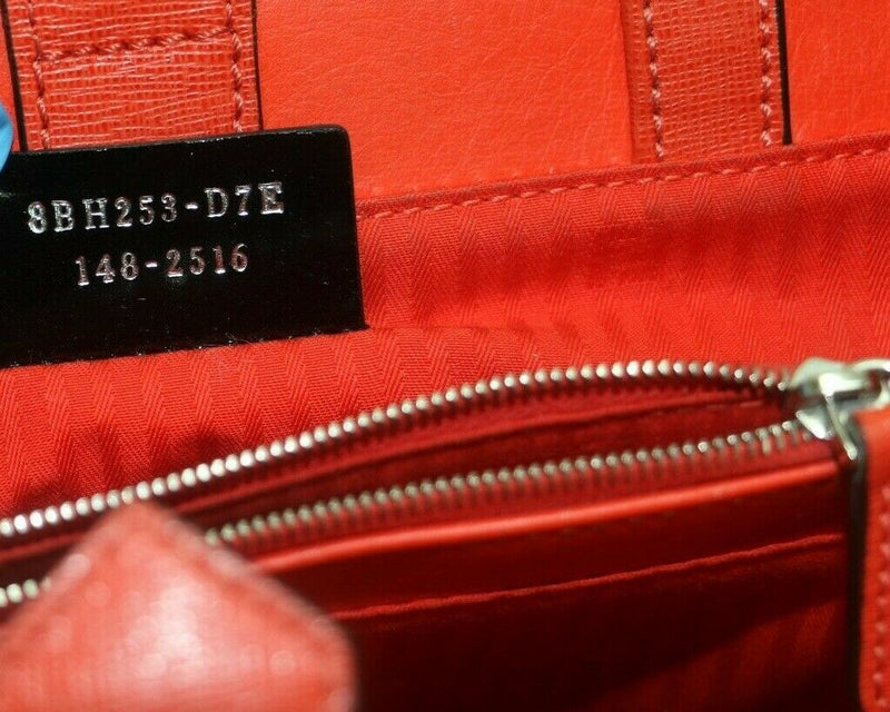 FENDI 2Jours Saffiano Mini Tote Bag, Red Orange 8BH253-D73