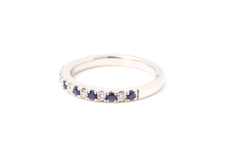 Vera Wang Love 14k 585 White Gold Diamond & Sapphire Stackable Wedding Band Ring Size 4.5 (b)
