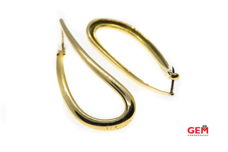 Free Form 47mm Drop Hoops Solid 18K 750 Yellow Gold Designer Earrings