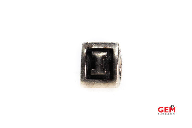 Pandora ALE Alphabet Block Initial "I" S925 Sterling Silver Charm Bead Pendant