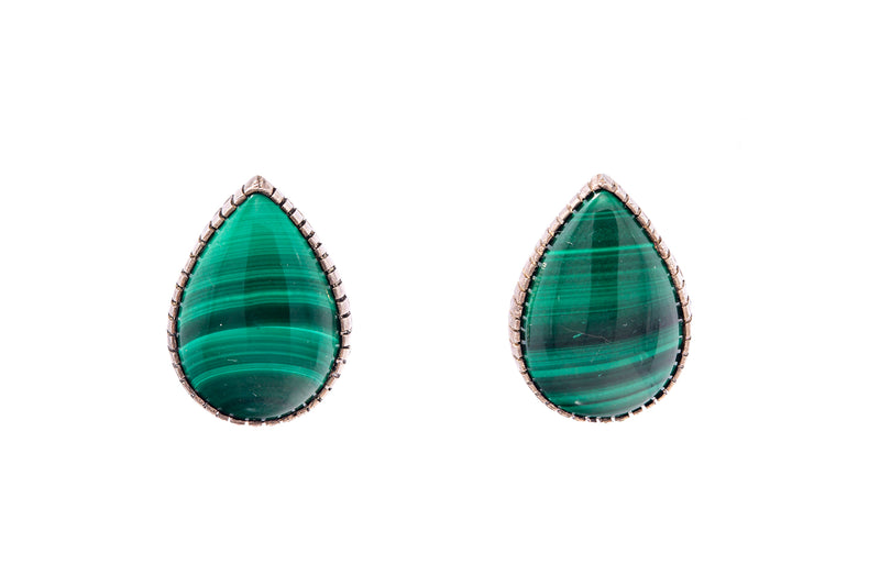 Sherry Sandoval Native American Malachite Stud Earrings Sterling Silver 925