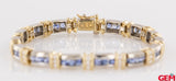 Tanzanite & Diamond White Yellow Gold 14k 585 Tennis Row Station Bracelet 7"