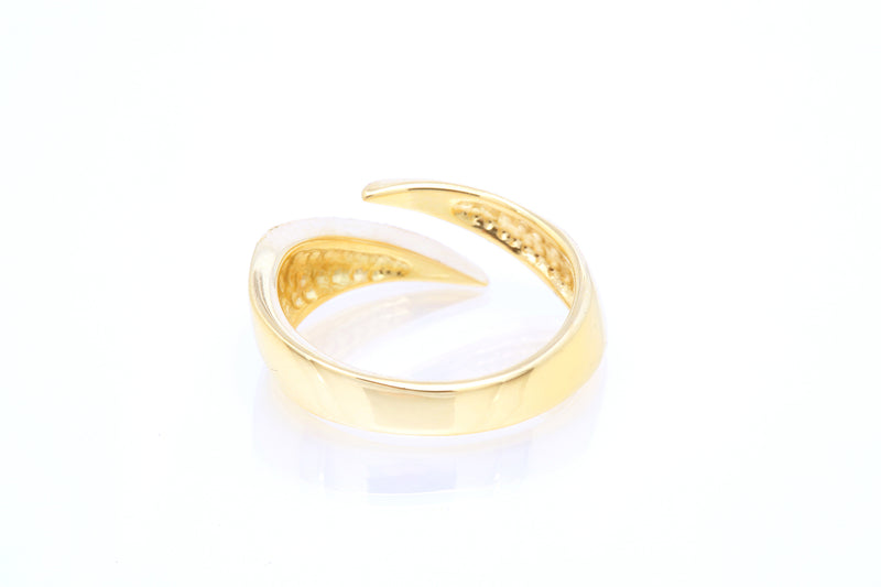 Geometric Sharp Angle Open Style Sandblasted 18k 750 Yellow Gold Ring Size 6.5