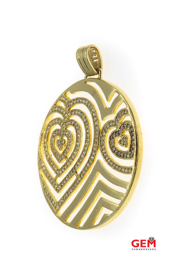 EFFY 14k Diamond Yellow Gold 585 Motif Open Heart Charm Pendant