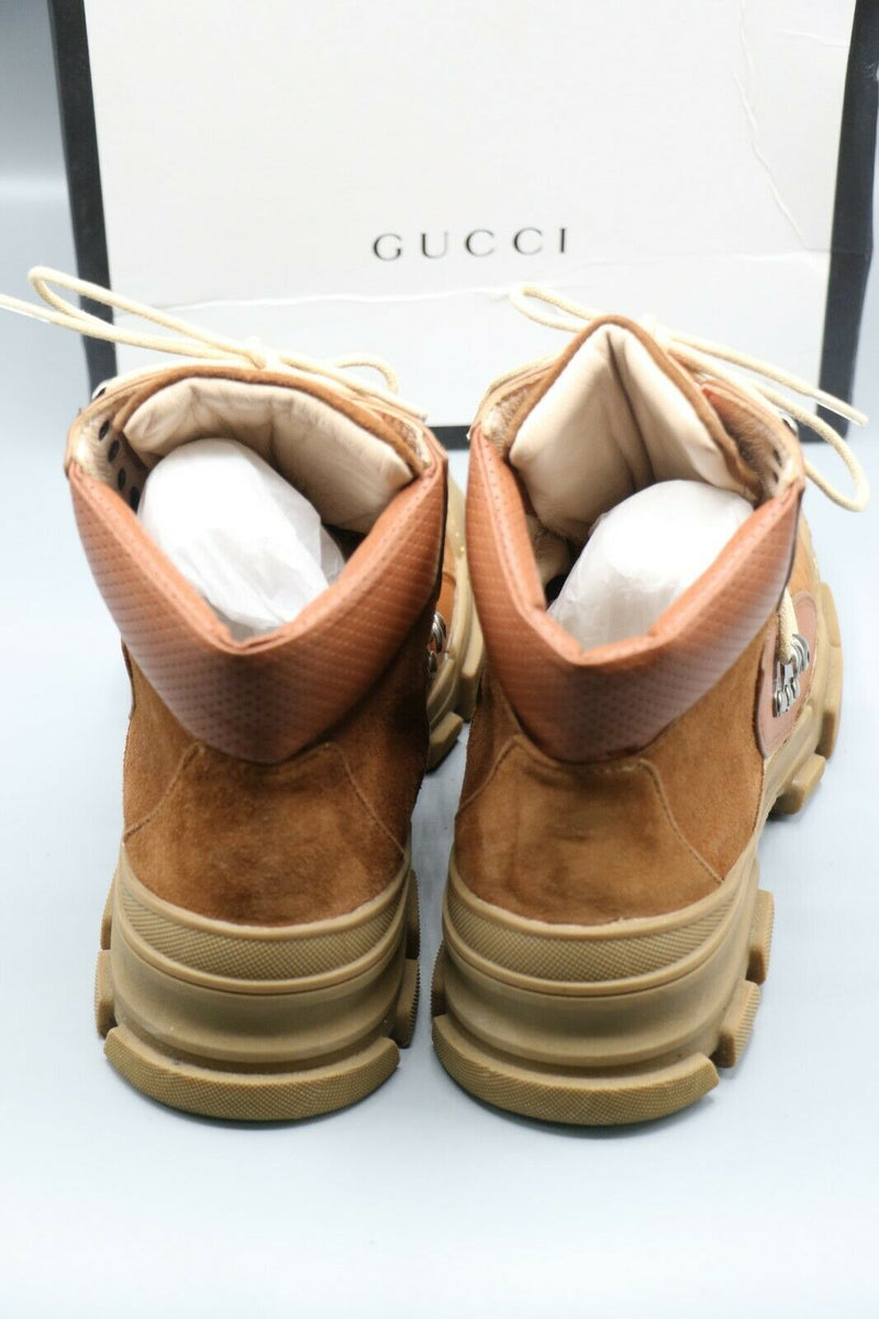 Gucci Flashtrek Journey Brown Beige High Top Hiker Boot Womens Size 36/4