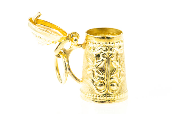 Beer Stein 18k 750 Yellow Gold Cup Pitcher Charm Pendant