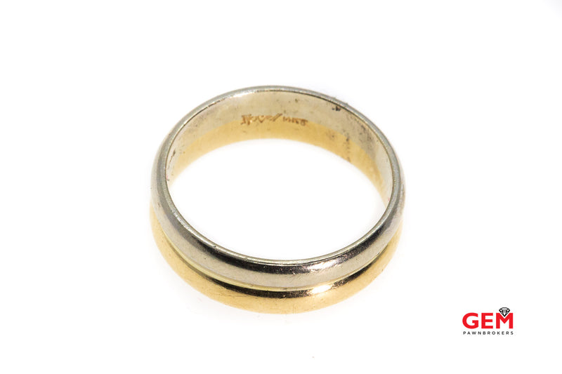 Novell Split Bi Color Band 14K 585 White & Yellow Gold Ring Size 9 3/4