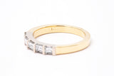 Straight Baugette Two Tone Stackable Wedding Band Ring 14k 585 Size 7