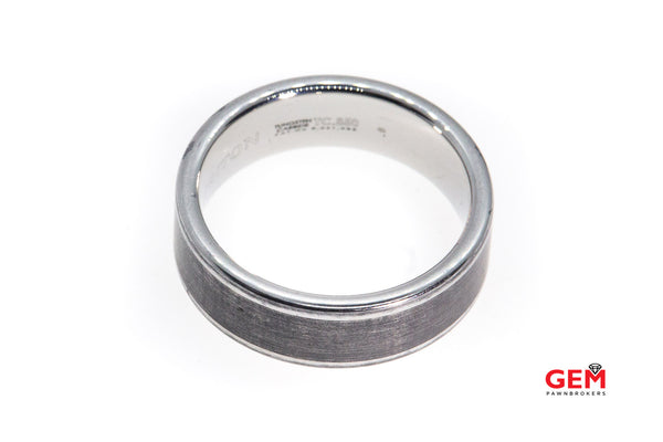 Triton TC 850 Collection Satin Finish Flat Center Round Edge Band Solid Tungsten Carbide Ring Size 13