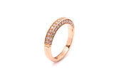 Three-Sided Pave Diamond Rose Gold 14k 585 Wedding Band Ring Size 7