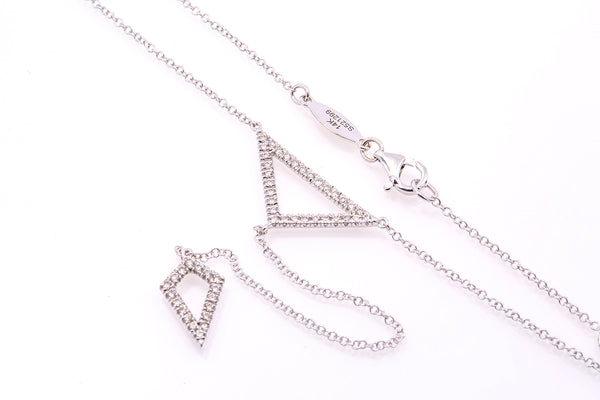 Gabriel & Co Y Knot Drop Geometric Diamond Necklace Chain 14k 585 White Gold 15"