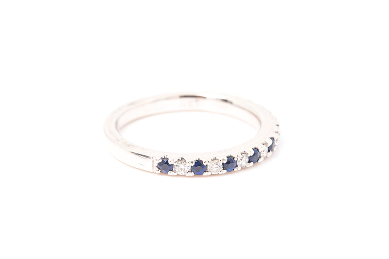 Vera Wang Love 14k 585 White Gold Diamond & Sapphire Stackable Wedding Band Ring Size 4.5 (b)