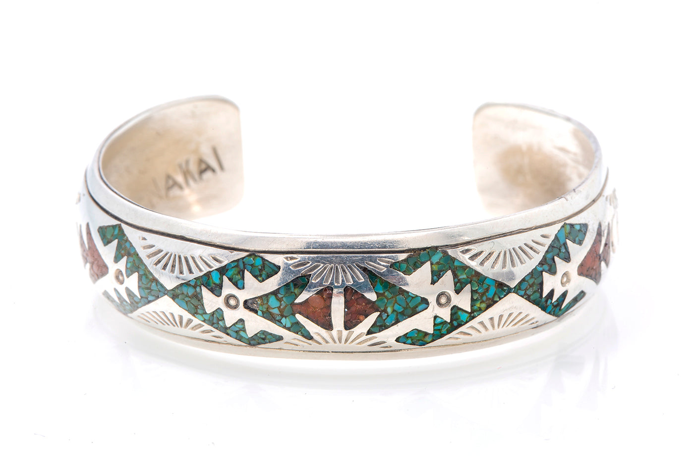 Vintage Nakai Navajo Sterling Silver 925 Turquoise and Coral