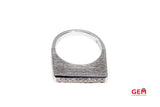 Brushed Bark Finish Flat Top Diamond Band 18K 750 White Gold Tall Ring Size 6