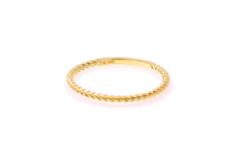 Thin Rope Design Twisted Stackable Wedding Band Ring 14k 585 Yellow Gold Size 7