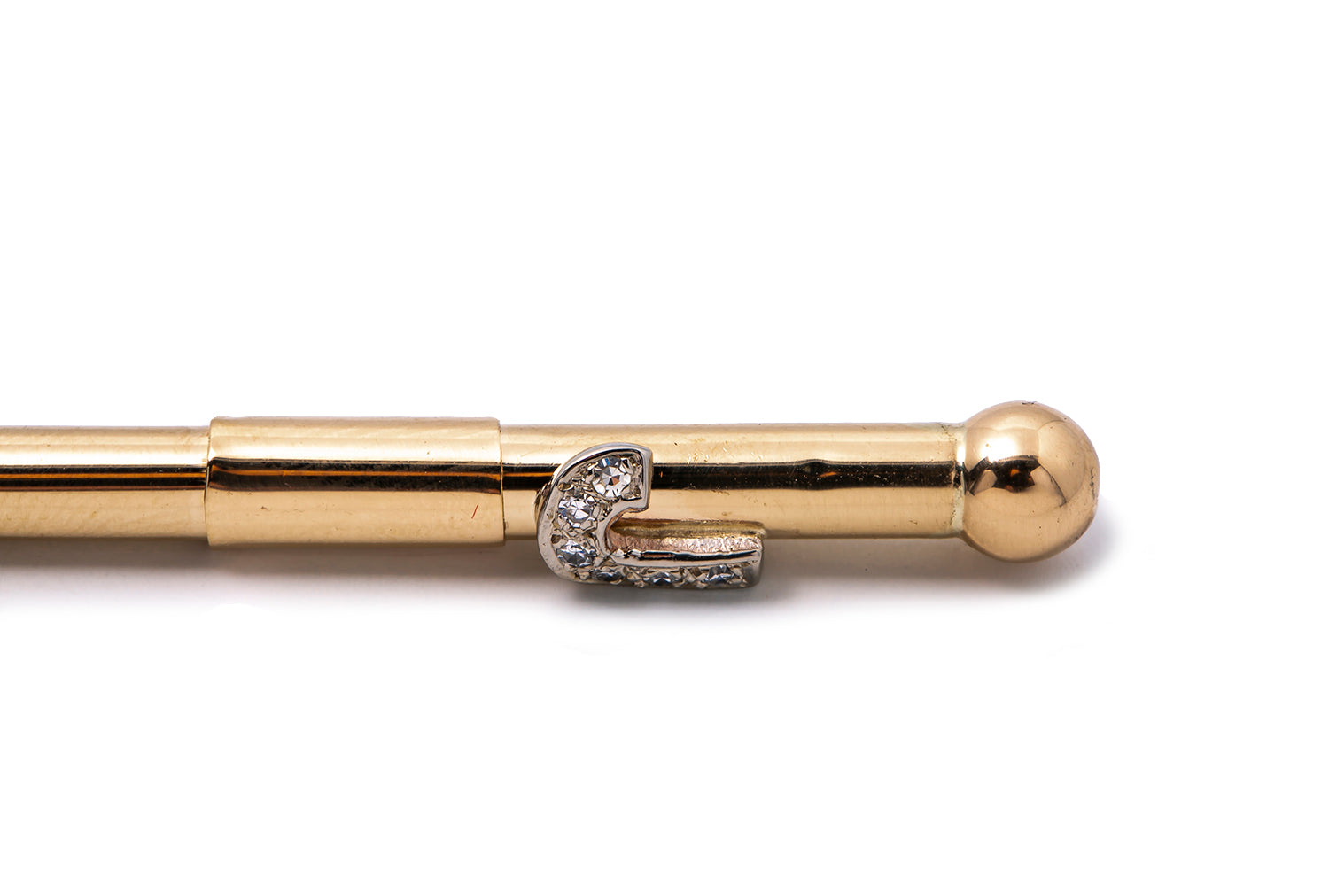 Antique Diamond Letter Initial J 14K 585 Yellow Gold Cocktail Swizzle