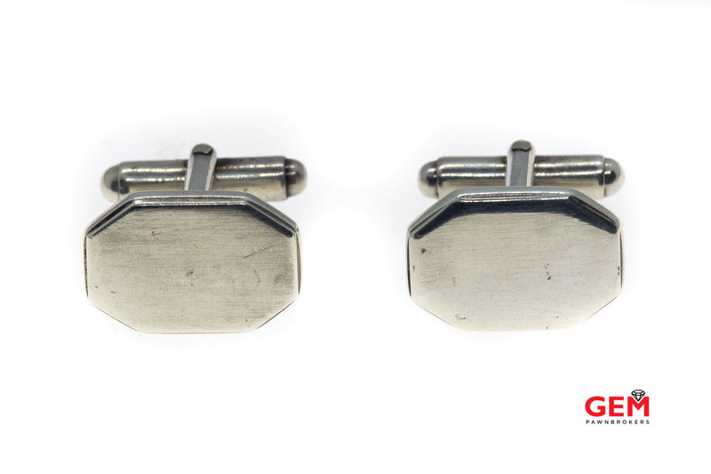 Tiffany & Co Blank Signet Octagon Cuff Link Solid Links 925 Sterling Silver Cufflinks