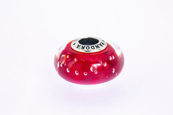 Pandora Red Fizzle Murano Glass Sterling Silver 925 Charm Bead