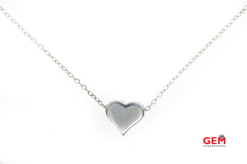 Designer CS Heart Pendant Slider Heart Charm Solid 925 Sterling Silver Chain 20" Necklace