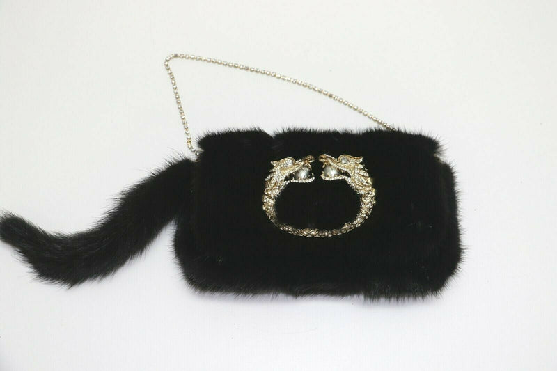 Gucci & Tom Ford: Dragon Pearl Jeweled - Mink Fur - Purse Clutch - BLACK
