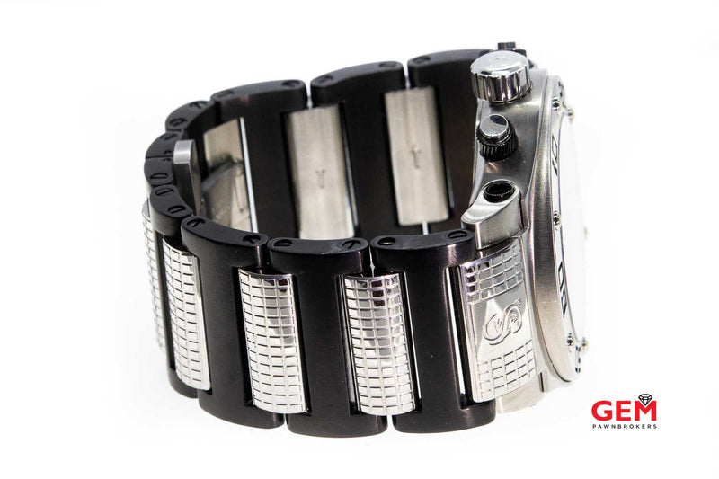 Invicta Reserve Speedway 4913 Gunmetal 50mm Black Dial Chrono Steel Wrist Watch