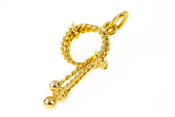 Lasso Rope Cowboy Tool Braided 750 18k Yellow Gold Charm Pendant