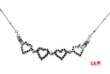 Convertible Heart Collapsible 14k Sapphire Diamond Necklace 585 Solid White Gold