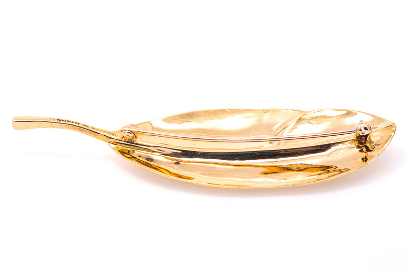 Vintage Tiffany & Co Angela Cummings 18k 750 Yellow Gold Leaf Petal Pin Brooch